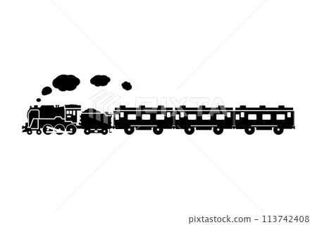 Toy-style SL C62 and passenger car cutout illustration 113742408