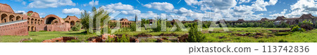 Panoramic of the inner ruined courtyard of Fort Jefferson on Dry Tortugas National Park. 113742836