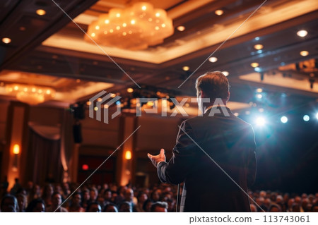 Confident speaker presenting at a business conference 113743061