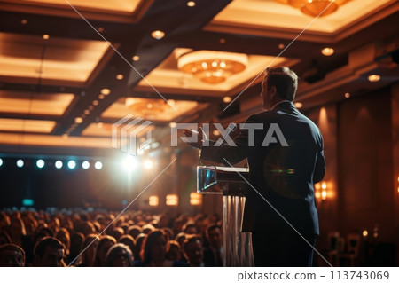 Businessman giving a presentation at a conference 113743069