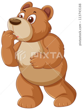 Curious Bear Thinking Illustration 113743188
