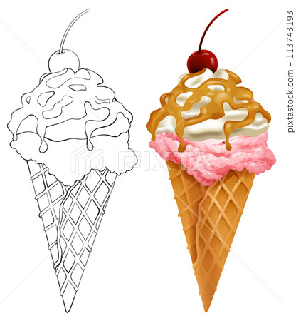Delicious Ice Cream Treats Illustration 113743193