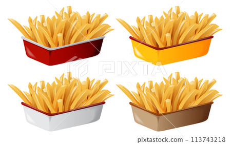 Colorful Fast Food Fries Illustration 113743218
