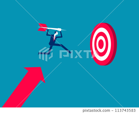 Business target achievement or success and reaching for target and goal concept 113743583