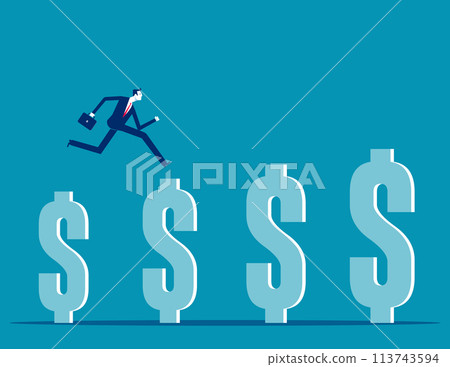 Manger walking on growth dollar signs. Growth earning investment 113743594