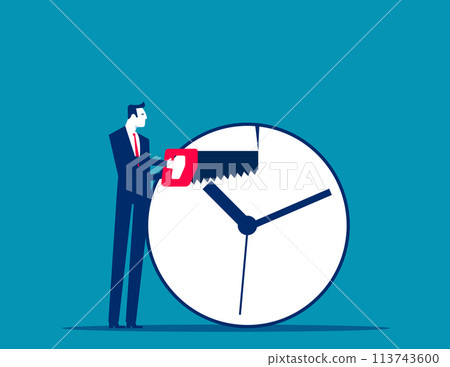 Saw to break the clock. Time management vector concept Saw to break the clock. Time management vector concept 113743600