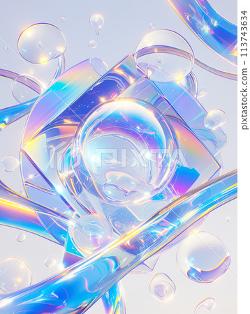Shining crystal water hologram light background flyer 113743634