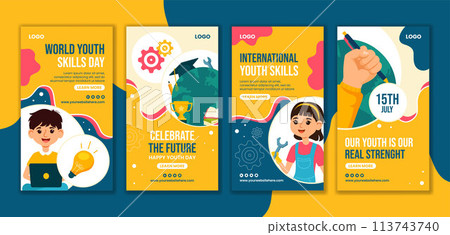 Youth Skills Day Social Media Stories Flat Cartoon Hand Drawn Templates Background Illustration Youth Skills Day Social Media Stories Flat Cartoon Hand Drawn Templates Background Illustration 113743740