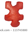 Red jigsaw puzzle piece, watercolor style 113743880