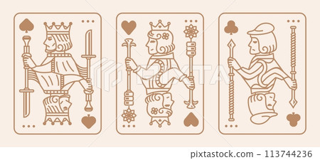 King and queen playing card vector illustration set of hearts, Spade, Diamond and Club, Royal cards design collection King and queen playing card vector illustration set of hearts, Spade, Diamond and Club, Royal cards design collection 113744236