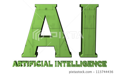 3DCG character "AI (Artificial Intelligence)" green, green 3DCG character "AI (Artificial Intelligence)" green, green 113744436