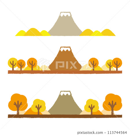 Crayon-style Mt. Fuji line material set for autumn 113744564