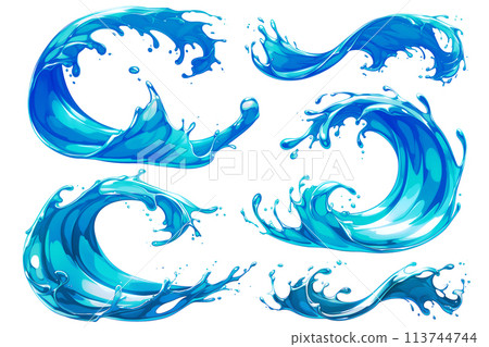 A set of undulating liquids at various angles 113744744