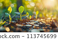 人工智慧產生金錢和植物生長的圖像，為未來省錢 113745699