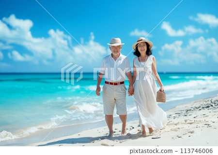 Senior couple enjoying the resort AI image 113746006