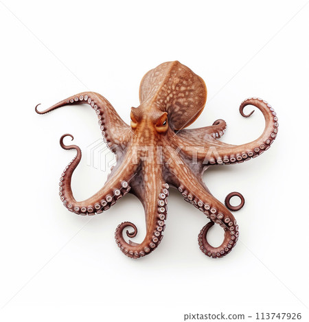 Beautiful big wild octopus looking forward is shown in full length, Ai generated 113747926