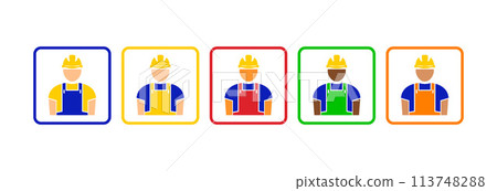 Builder icon in hard helmet. Builder icon in hard helmet. 113748288