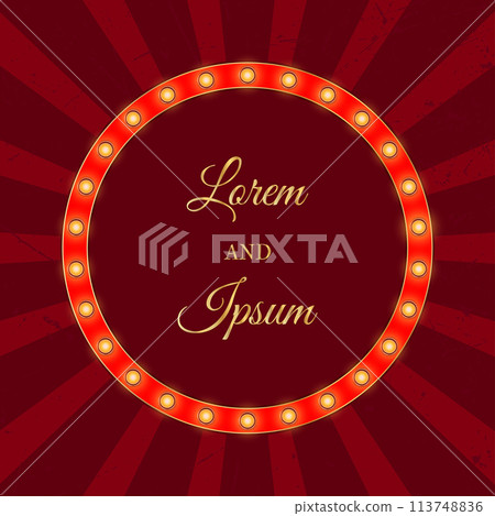 Illuminated round retro frame. 113748836