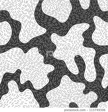 Memphis style black and white seamless pattern. 113749306