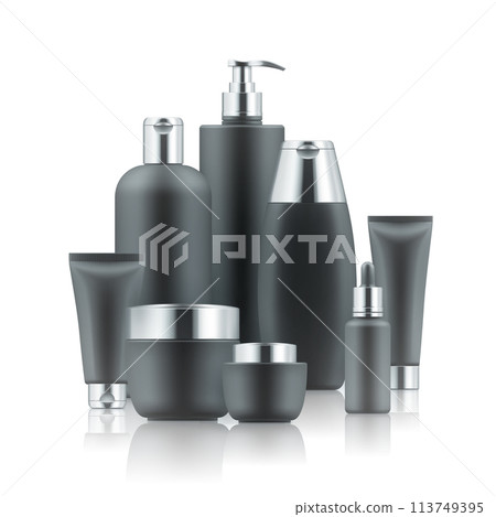 Black and golden cosmetic containers 113749395