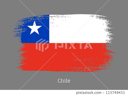 Chile official flag in shape of brush stroke Chile official flag in shape of brush stroke 113749431