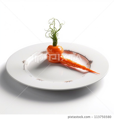 Juicy delicious carrot lies on beautiful plate, Ai generated Juicy delicious carrot lies on beautiful plate, Ai generated 113750380
