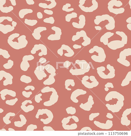 Abstract modern leopard seamless pattern. Animals trendy background. Color decorative vector stock illustration for print, card, postcard, fabric, textile. Modern ornament of stylized skin 113750696