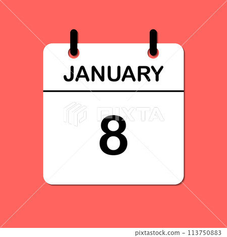 January 8. Daily Calendar icon for design. Simple design for business brochure, flyer, print media, advertisement. Easily editable 113750883
