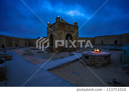 Zoroastrian fire-worshipers temple in Surakhani settlement in the suburbs of Baku, Azerbaijan Zoroastrian fire-worshipers temple in Surakhani settlement in the suburbs of Baku, Azerbaijan 113751028