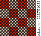 red dots on black geometric abstract pattern. Seamless background for fabric garment design 113751082