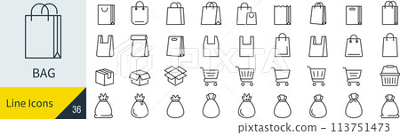 Vector bag line icon set 113751473
