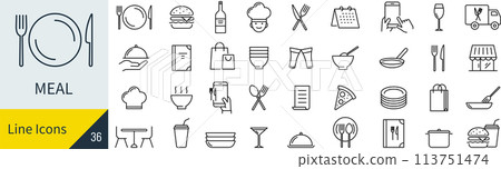Vector food line icon set Vector food line icon set 113751474