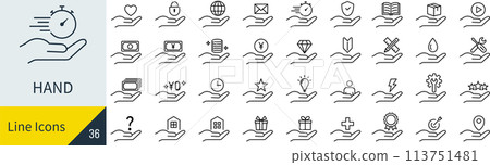 Vector hand line drawing icon set 113751481