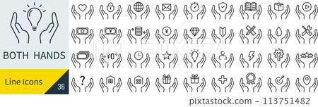 Vector set of two hands line drawing icons 113751482