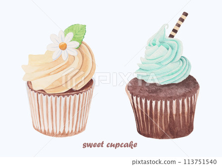 Cute Watercolor Bakery Clipart - Download Bakery Illustration 113751540