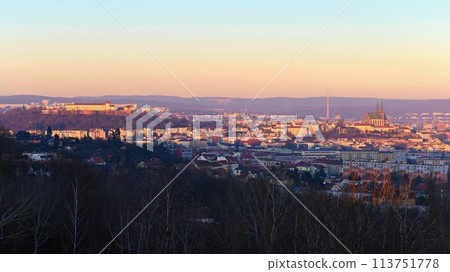 Brno city in the Czech Republic. Europe. Petrov - Cathedral of Saints Peter and Paul and Spilberk castle. Beautiful old architecture and a popular tourist destination. Photography of the city Brno city in the Czech Republic. Europe. Petrov - Cathedral of Saints Peter and Paul and Spilberk castle. Beautiful old architecture and a popular tourist destination. Photography of the city 113751778