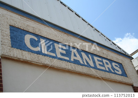 Vintage Cleaners Sign on Historic Building Front 113752013