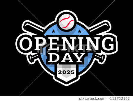Opening day, baseball logo, emblem on a dark background. 113752162