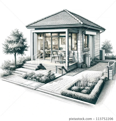 一層的房子，窗戶開著 113752206