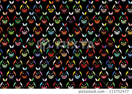 Illustration pattern, Abstract multicolor of smile face on black background. 113752477