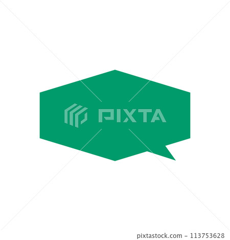 Simple green horizontal hexagonal speech bubble_no main line_right facing single item 113753628