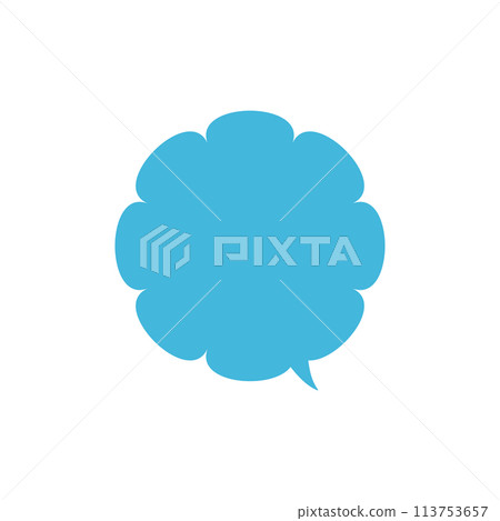 Simple light blue fluffy speech bubble_no main line_right facing single item 113753657