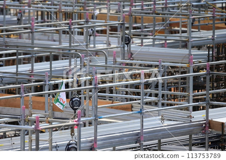 Construction site for building foundation (ground scaffolding) Image Construction site for building foundation (ground scaffolding) Image 113753789