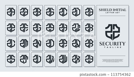 Set of geometric shield letter Z ZZ logo design 113754362