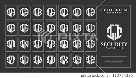 Luxury line shield letter I II logo template set 113754380