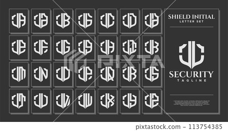 Luxury line shield letter J JL logo template set 113754385