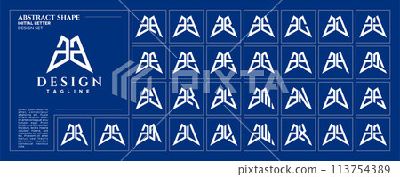 Modern abstract lowercase initial letter A AA logo design set Modern abstract lowercase initial letter A AA logo design set 113754389