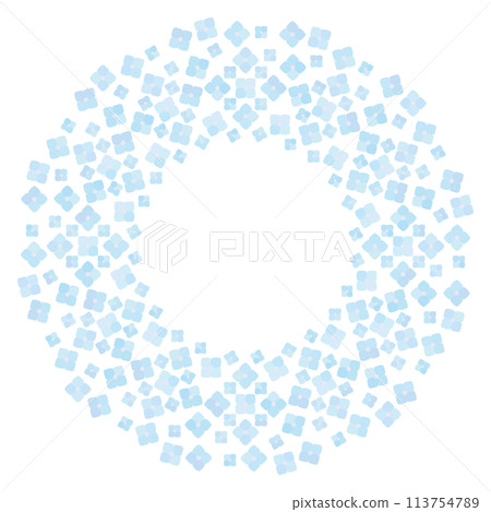 A circular frame inspired by blue hydrangeas 113754789