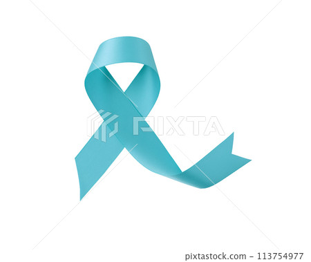 Turquoise awareness ribbon isolated on white background Turquoise awareness ribbon isolated on white background 113754977
