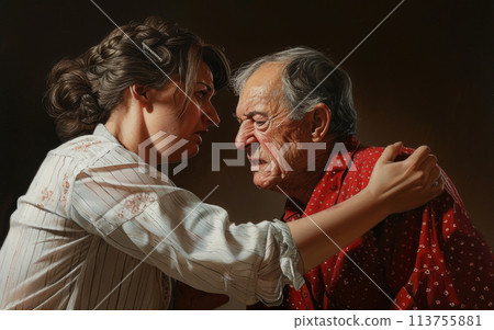 Domestic Dispute: A Quarreling Old Husband and Wife. 113755881